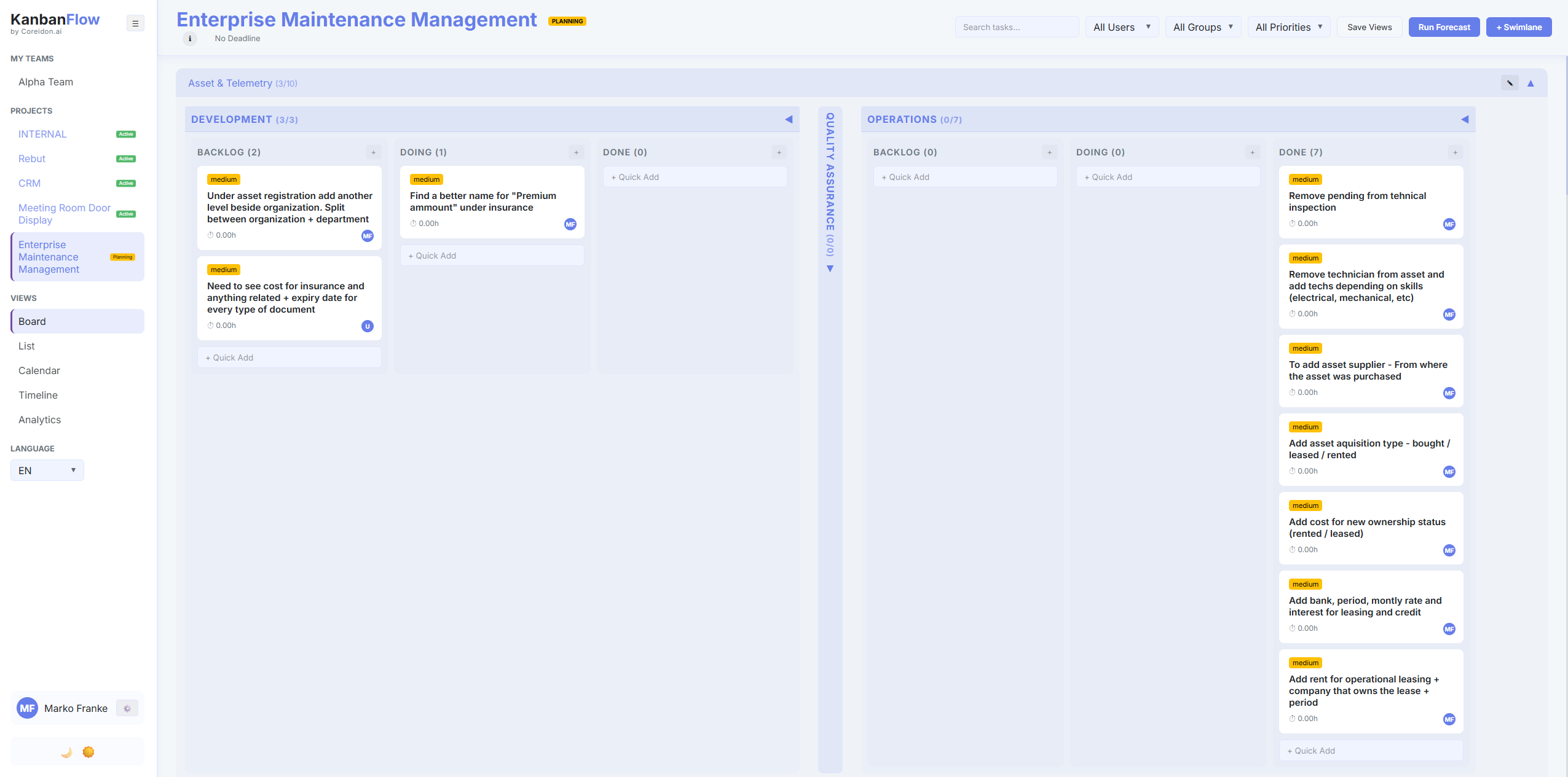 Dynamic Kanban Interface